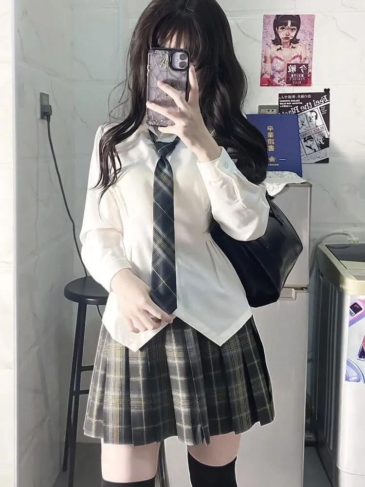 [August Olive] JK uniform skirt