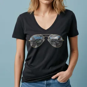 Aviator Sunglasses - Women's V-Neck T-Shirt