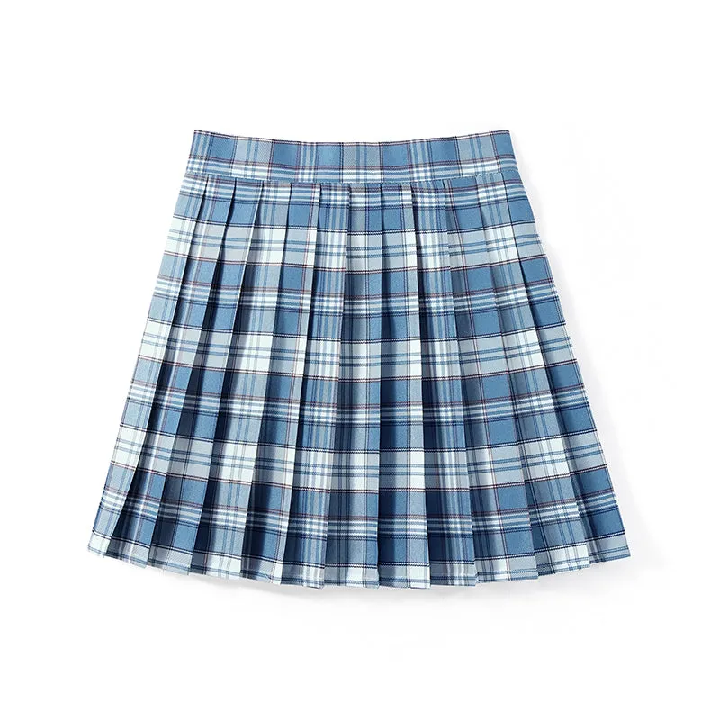 [Azure Blue] JK vintage plaid uniform skirt