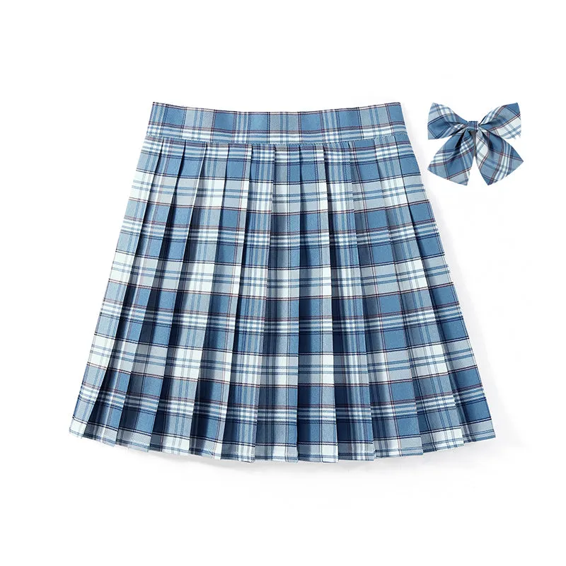 [Azure Blue] JK vintage plaid uniform skirt