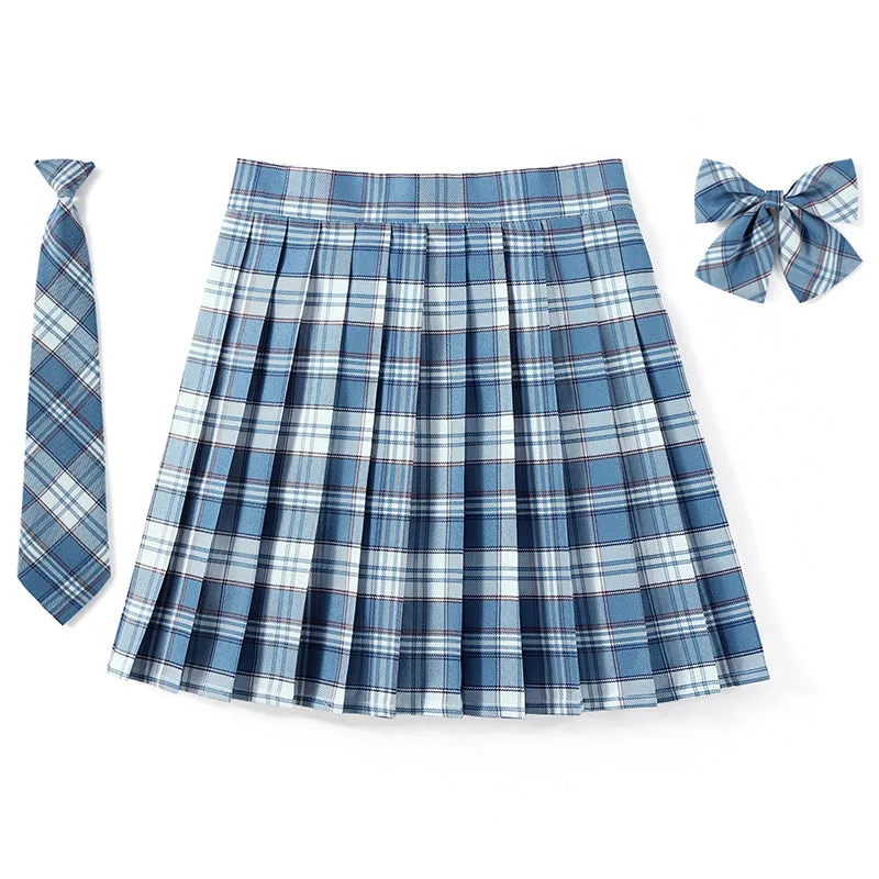 [Azure Blue] JK vintage plaid uniform skirt