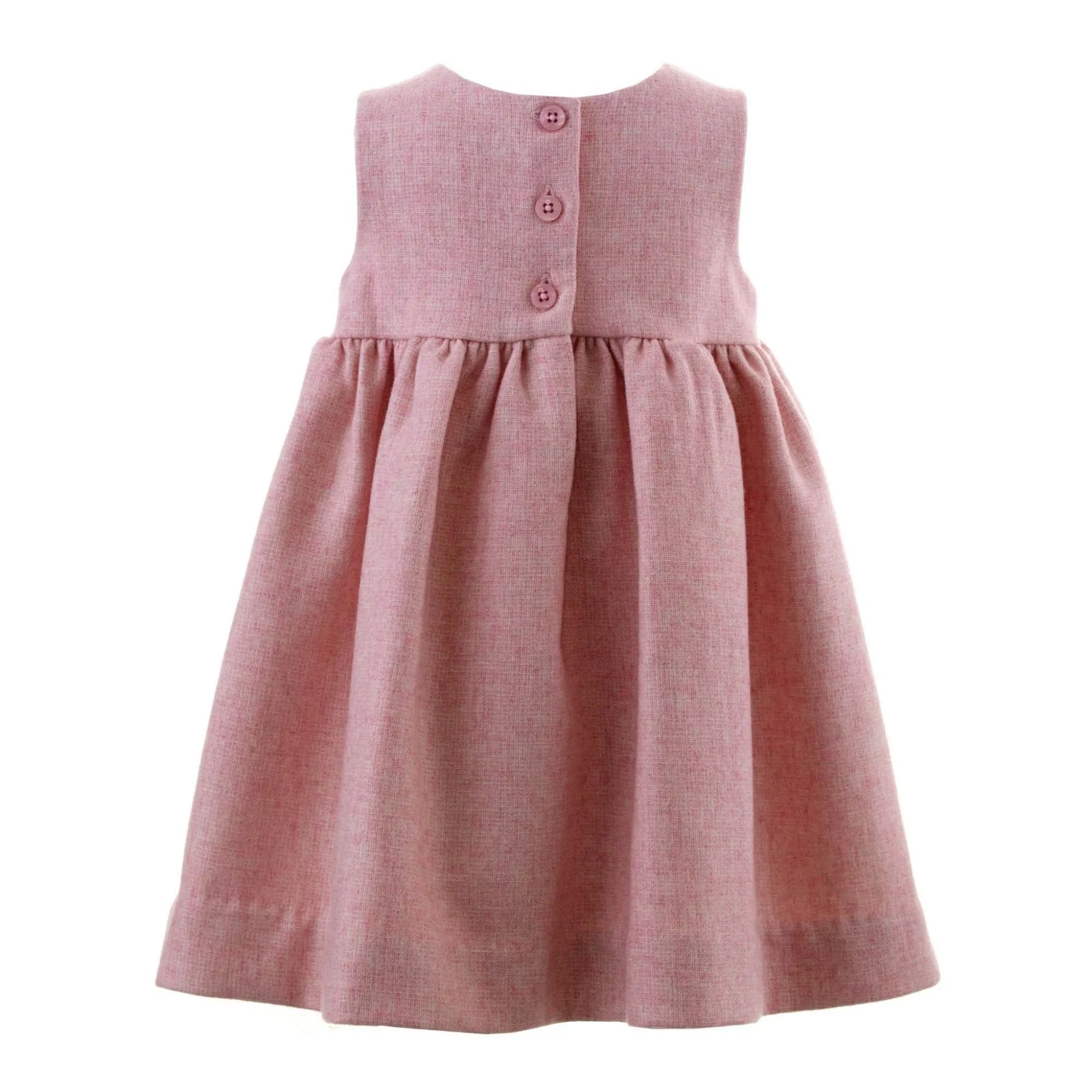 Baby Girl Pink Tweed Rosebud Smocked Pinafore