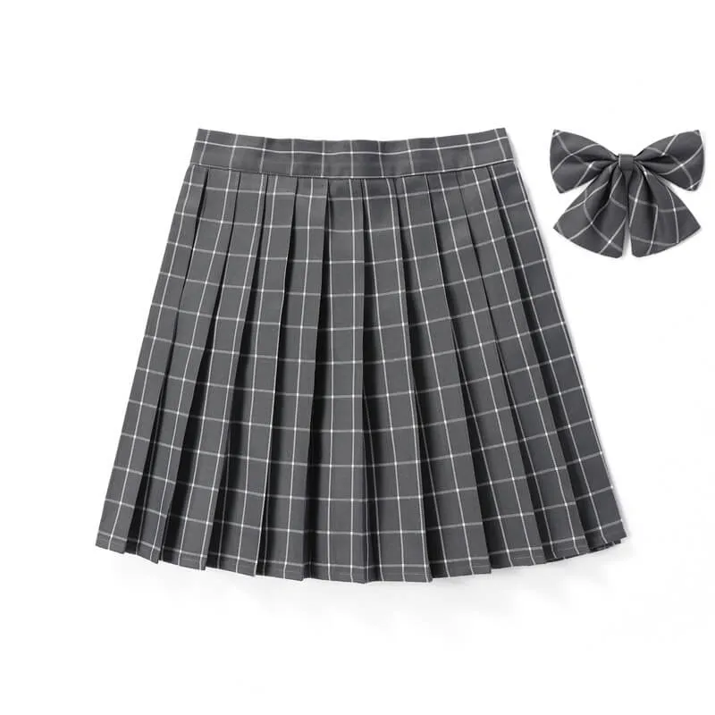 Black Grey JK vintage plaid uniform skirt