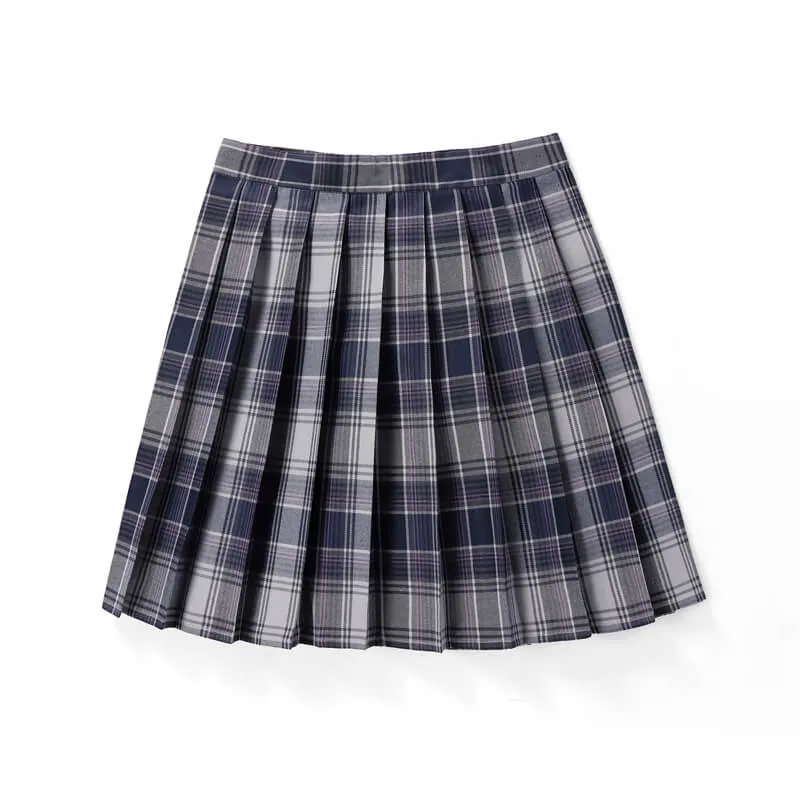 Black Grey JK vintage plaid uniform skirt