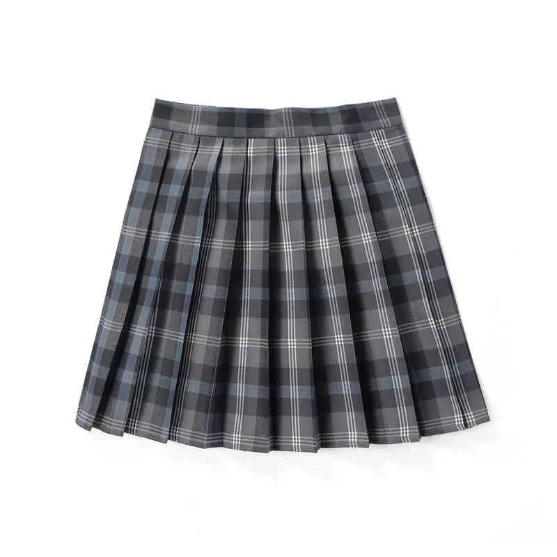 Black Grey JK vintage plaid uniform skirt