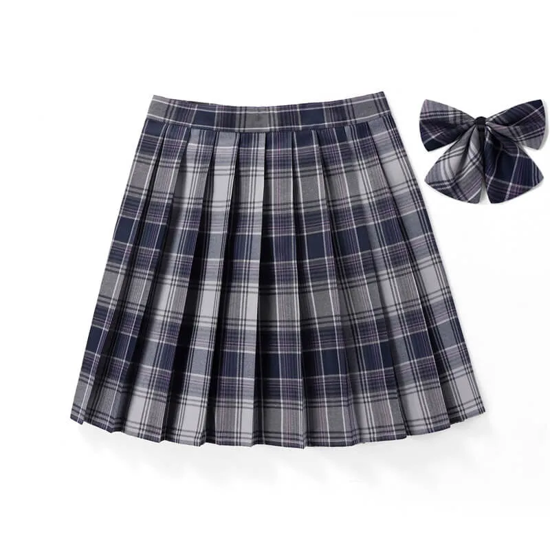 Black Grey JK vintage plaid uniform skirt