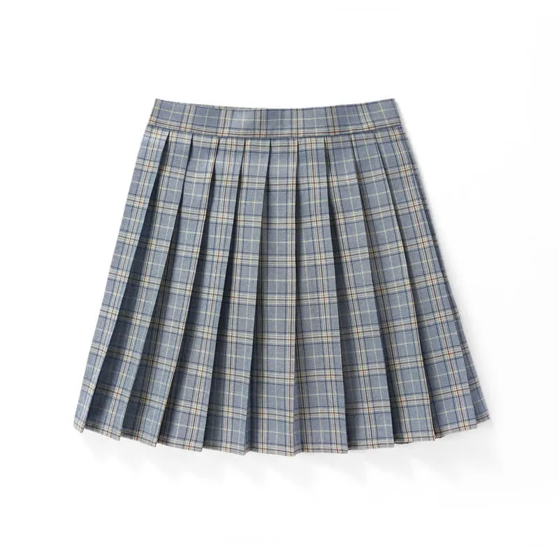 Black Grey JK vintage plaid uniform skirt