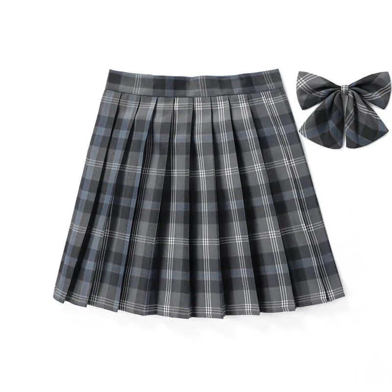 Black Grey JK vintage plaid uniform skirt