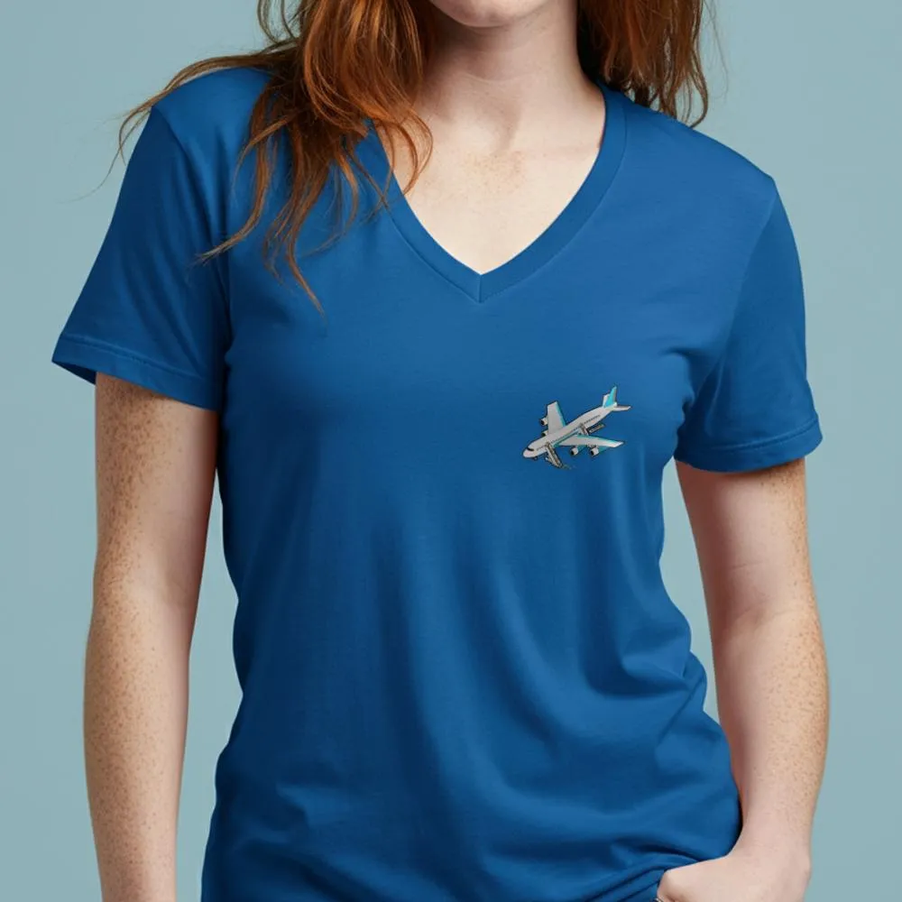 Boarding Plane Tiny - Women's V-Neck T-Shirt