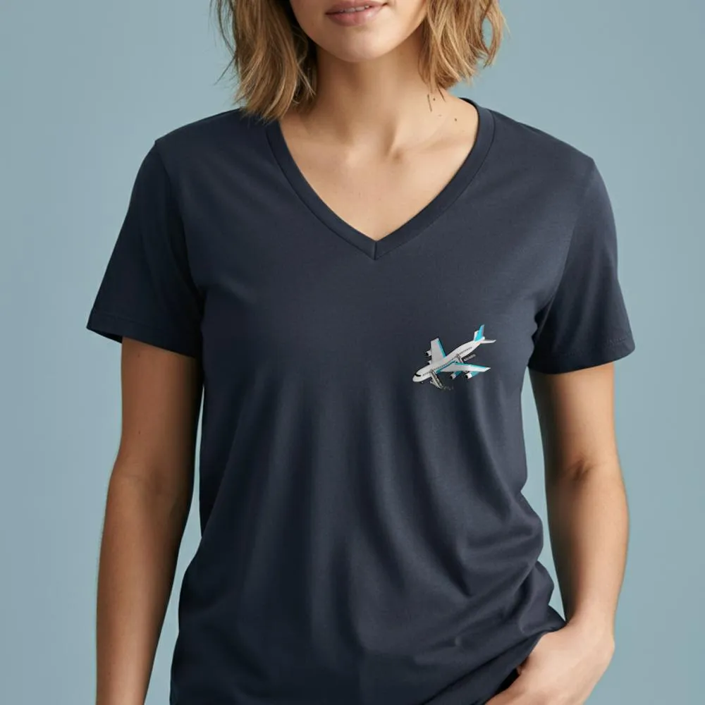 Boarding Plane Tiny - Women's V-Neck T-Shirt