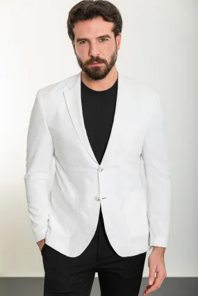 Bojoni Torretta Slim Fit White Basic Blazer