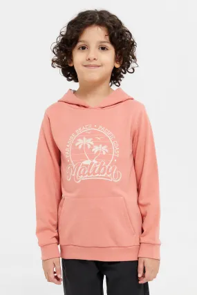 Boys Apricot Embroidery Hooded Sweatshirt