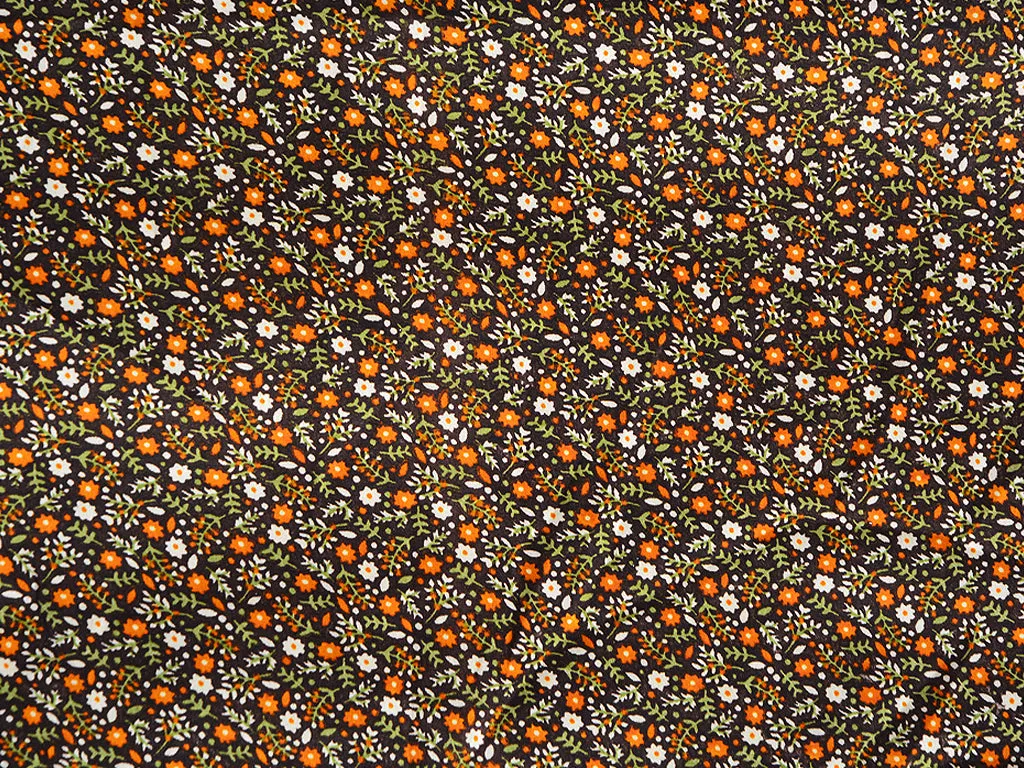 Brown Floral Digital Printed Premium Crepe Fabric