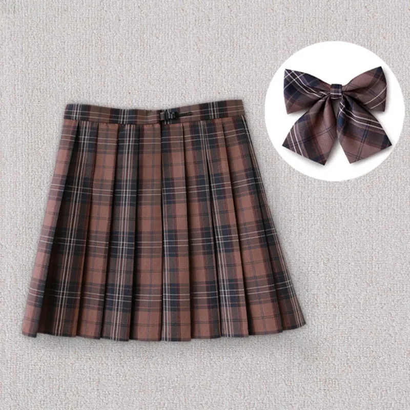 [Caramel Brown] JK vintage plaid uniform skirt