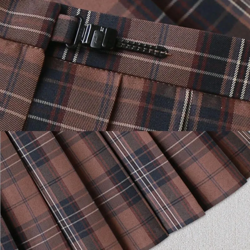 [Caramel Brown] JK vintage plaid uniform skirt