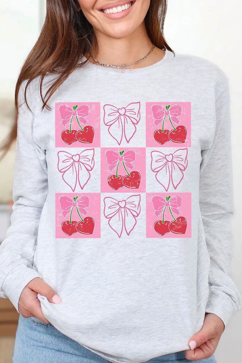 Cherry Love And Coquette Bows Unisex Dri-Power Long-Sleeve 50/50 Tee