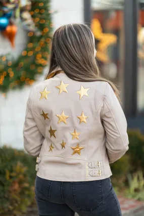 Christy RF Star Detail Leather Jacket