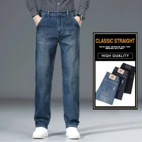 Classic Business Straight Jeans Men's Trousers Clothing