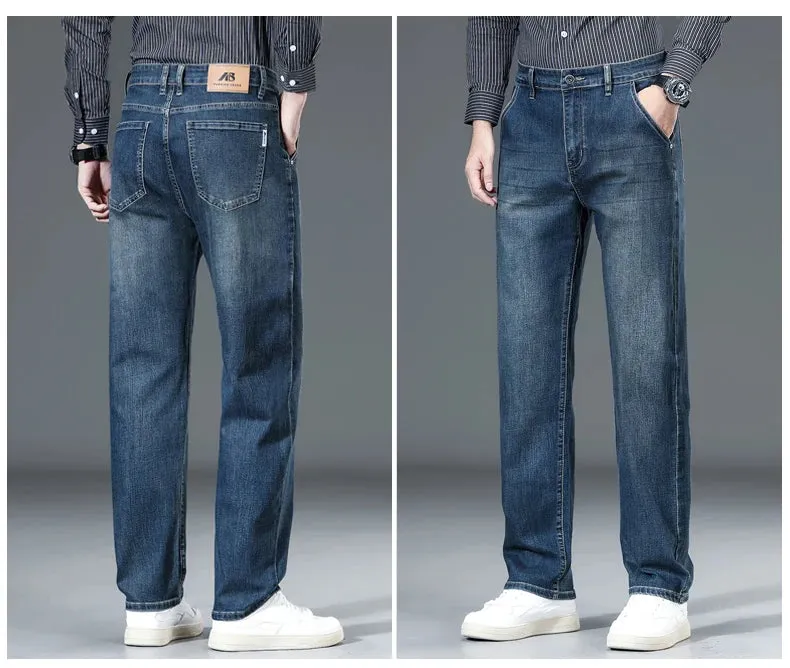 Classic Business Straight Jeans Men's Trousers Clothing