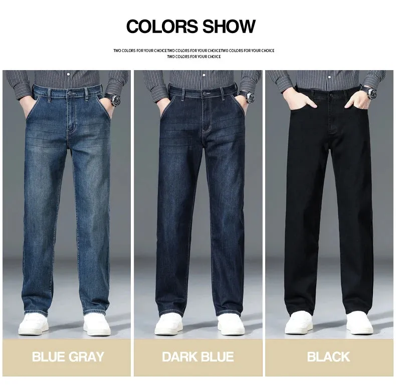 Classic Business Straight Jeans Men's Trousers Clothing