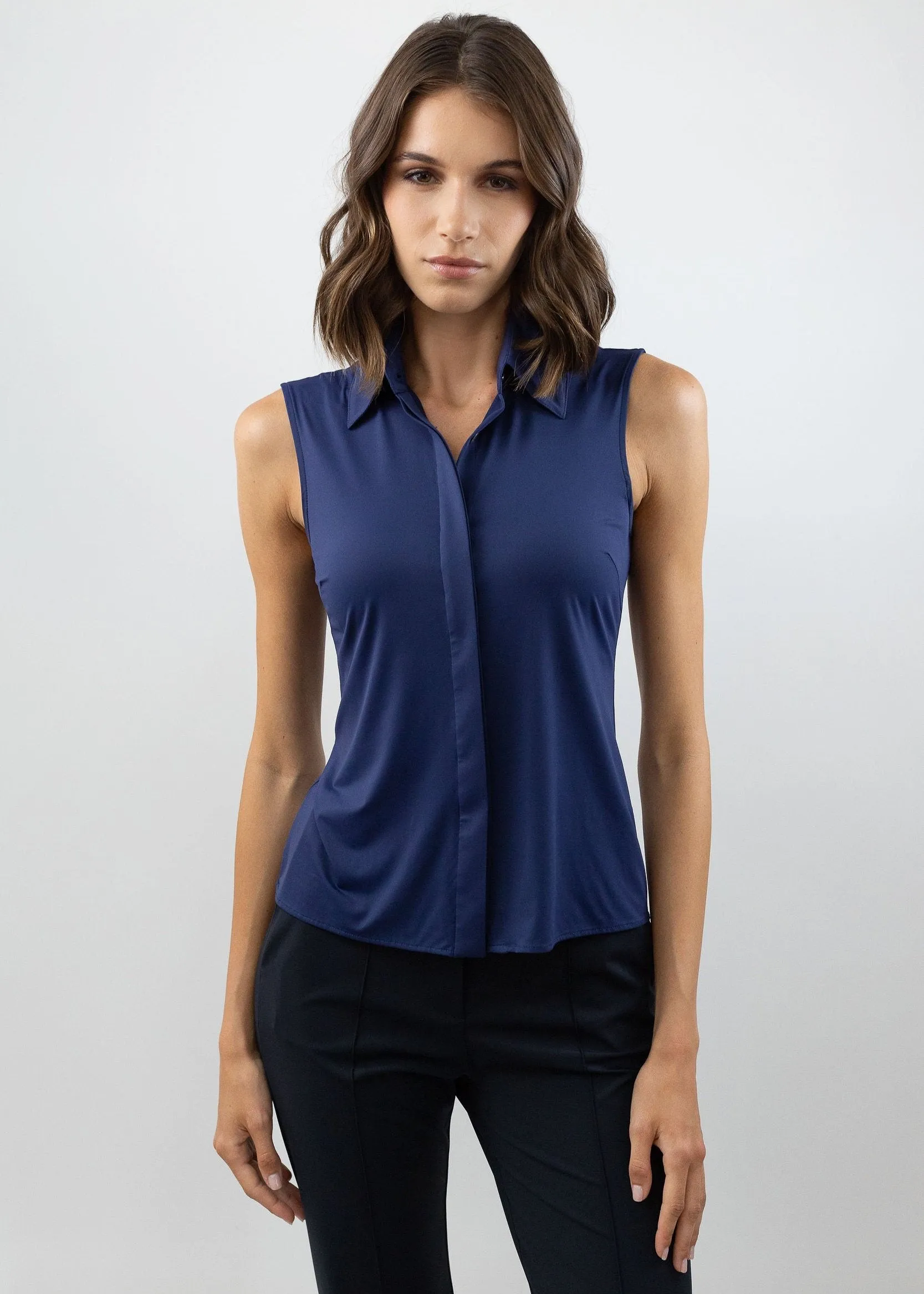 Classic Sleeveless Button Up