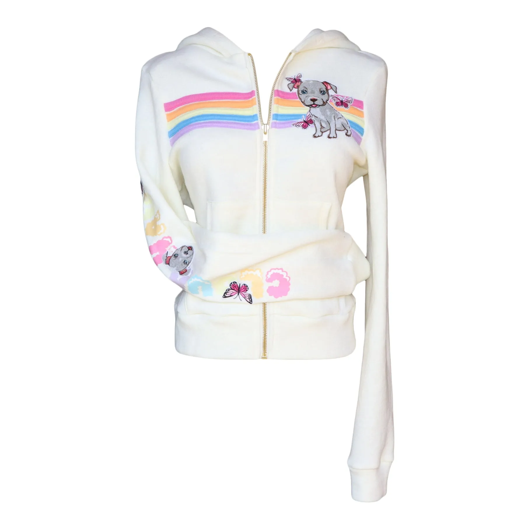 Cloud Haven Rainbow Pittie Hoodie Off-White