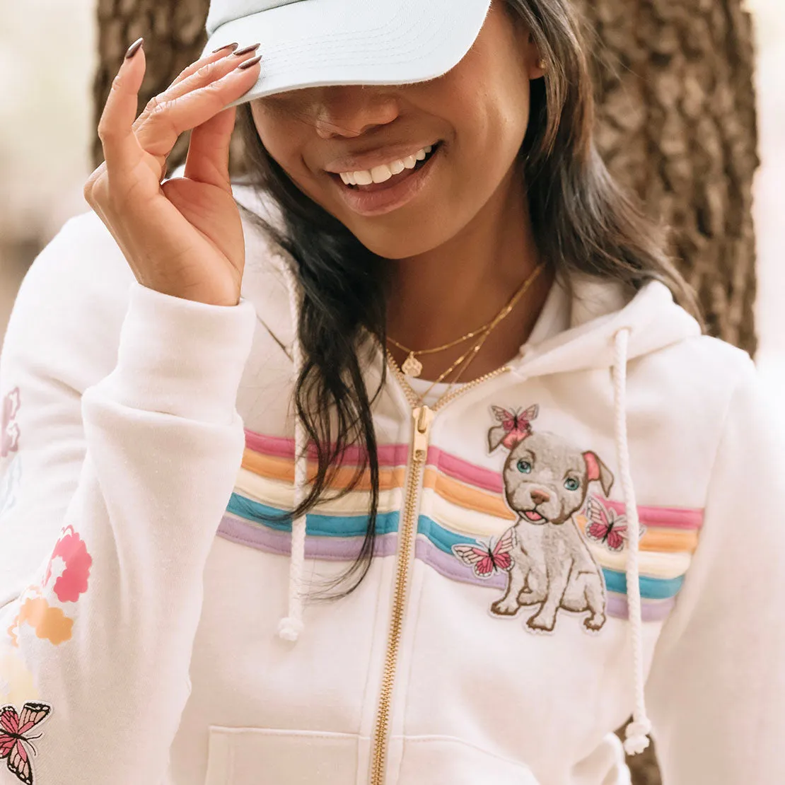 Cloud Haven Rainbow Pittie Hoodie Off-White