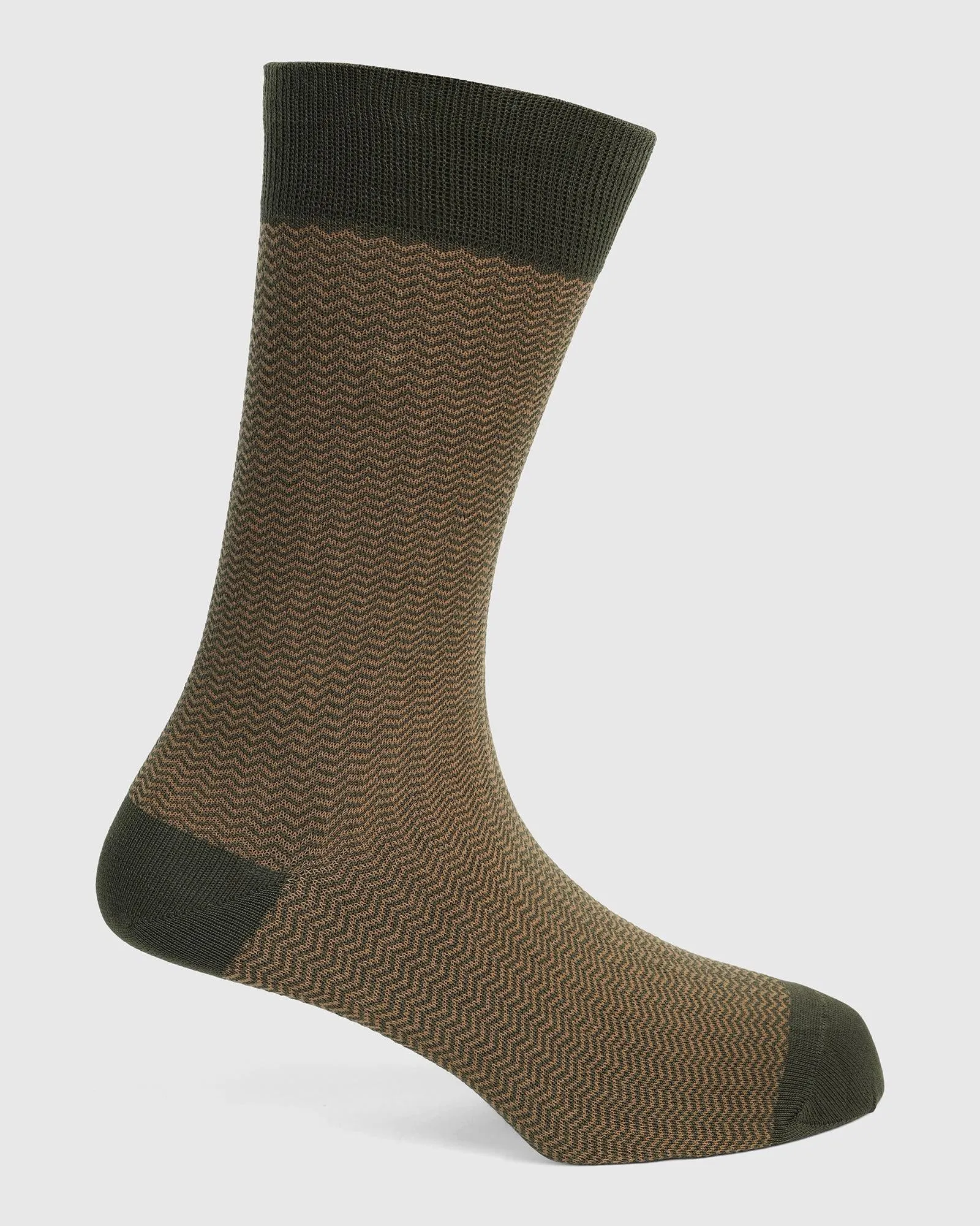 Cotton Olive Printed Socks - Tusken