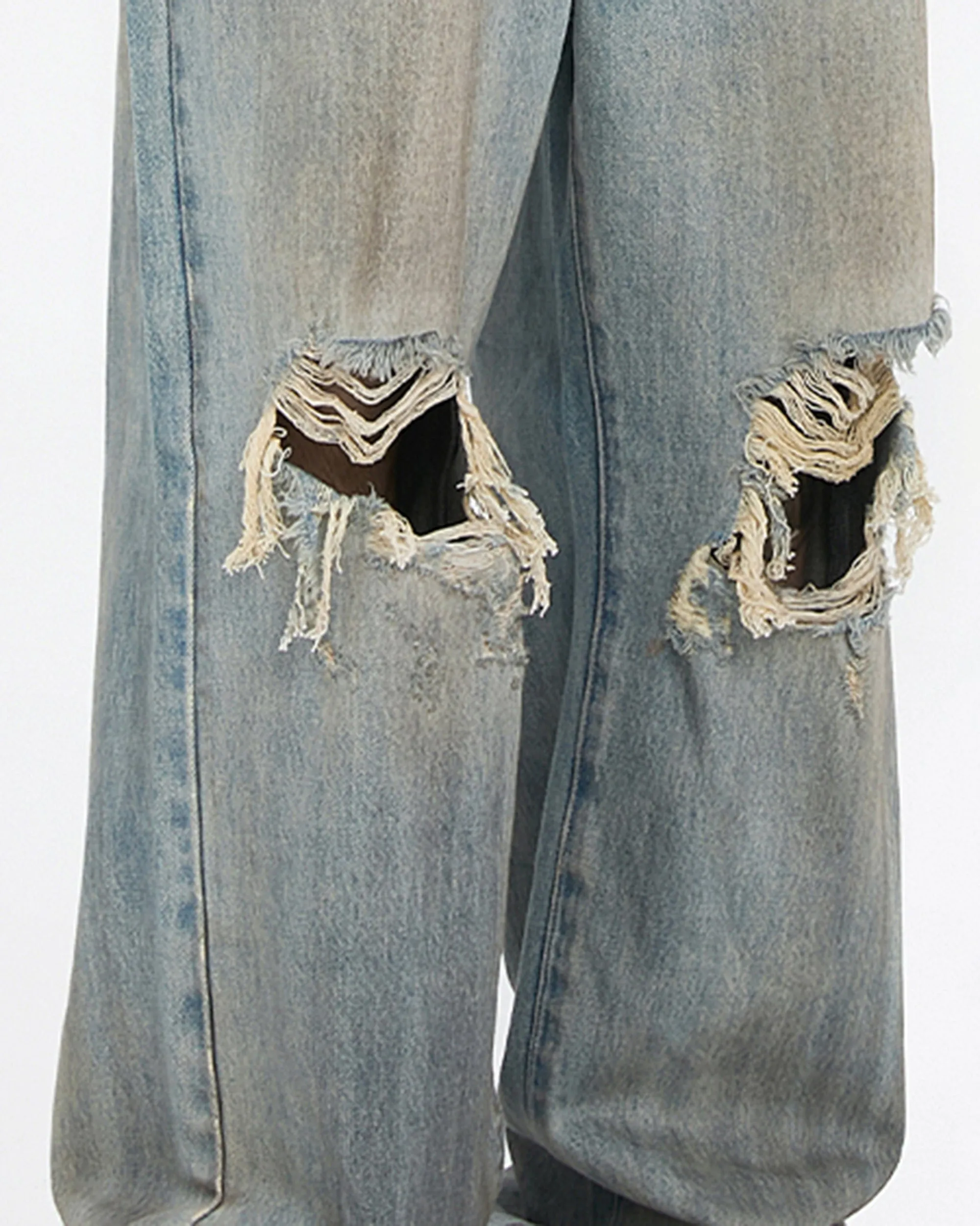 Distressed Classic Wide Leg Jeans