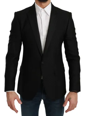 Dolce & Gabbana Elegant Black Polka Dotted Wool Blend Blazer