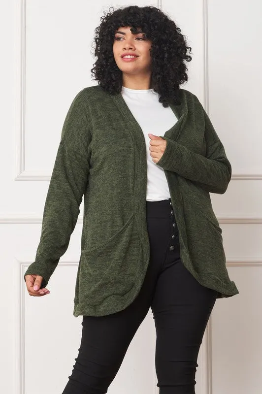 EG FASHION Solid Drape Pocket Cardigan