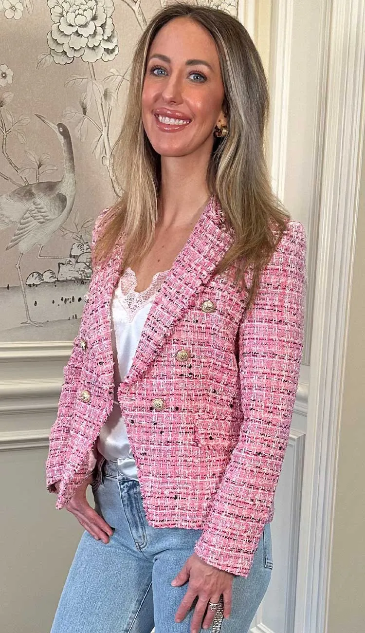 Eliza Tweed Blazer Pink Melange