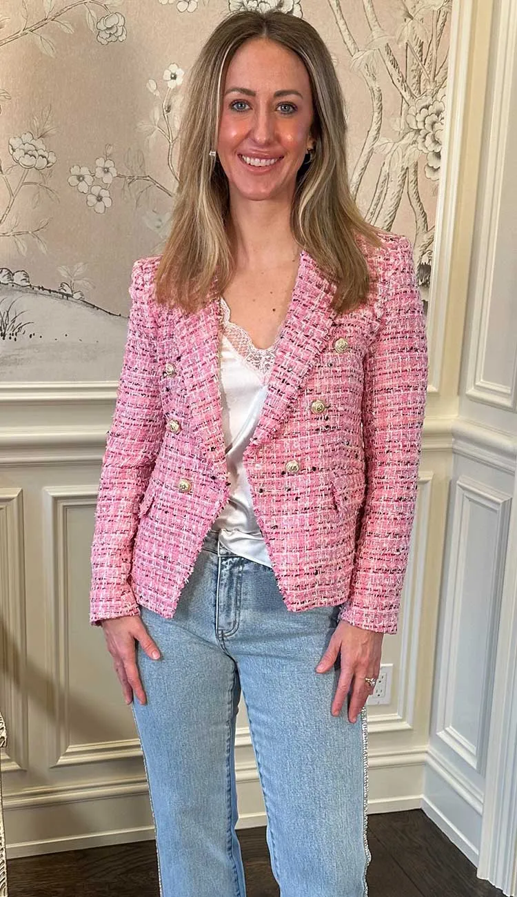 Eliza Tweed Blazer Pink Melange