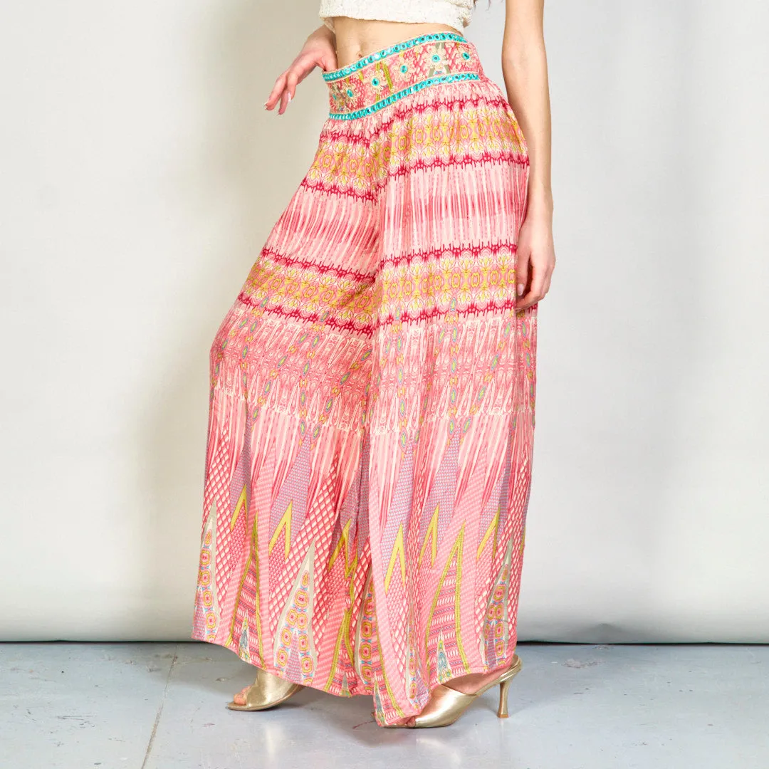 Embellished bohemian wide-leg trousers wholesale