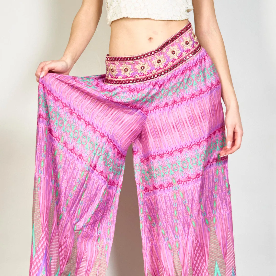 Embellished bohemian wide-leg trousers wholesale