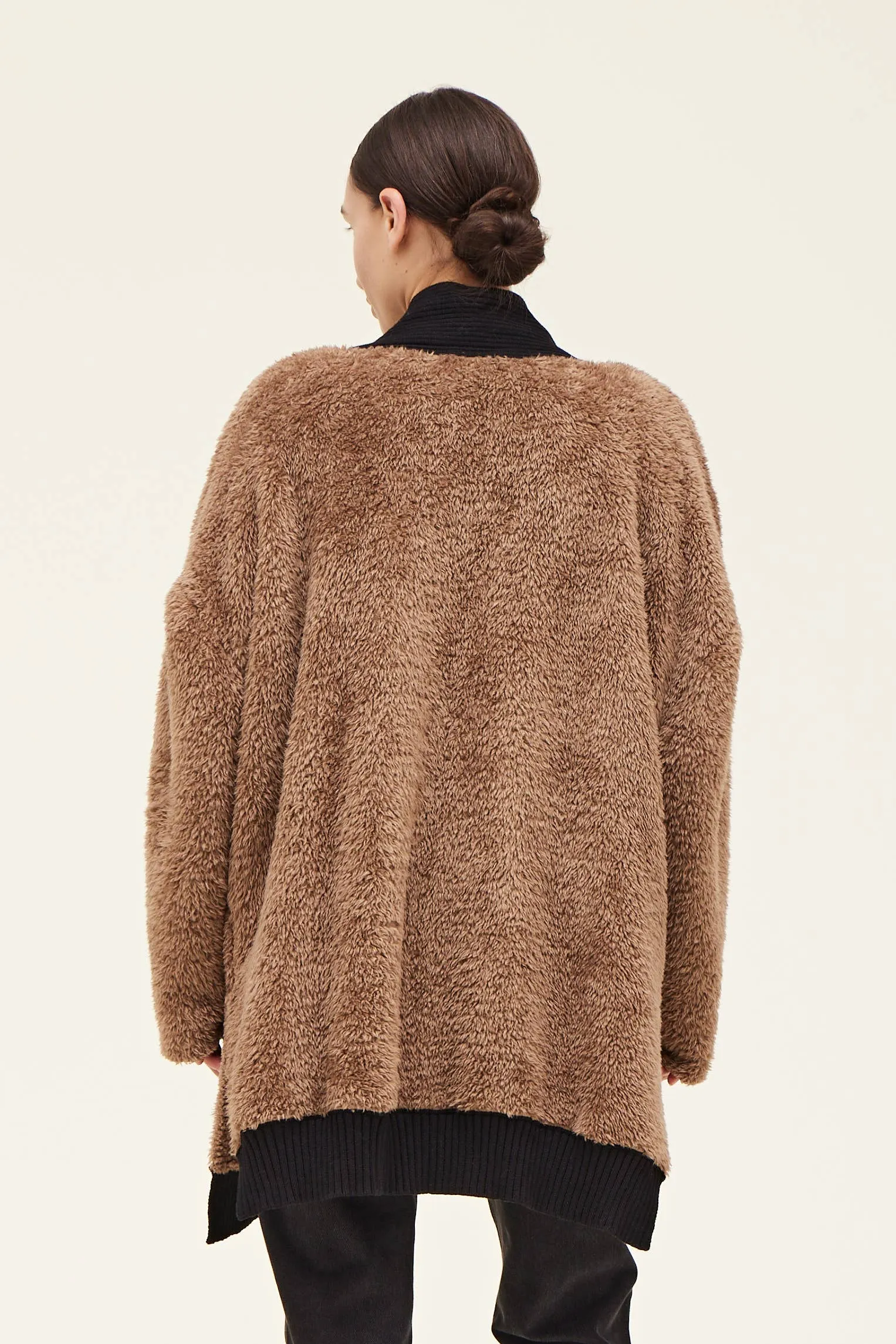 Fireside Contrast Border Fuzzy Cardigan