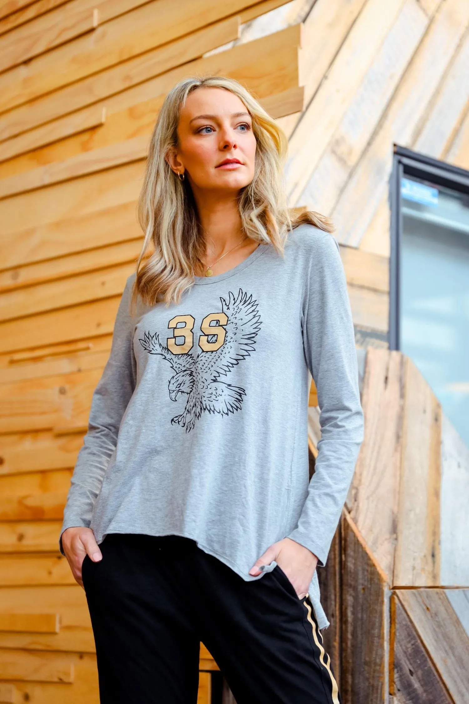 Ginny Eagle Print Long Sleeve T Shirt