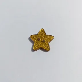 Gold Glittery Star Shaped Buttons - 18mm Novelty Christmas (5 Pcs)