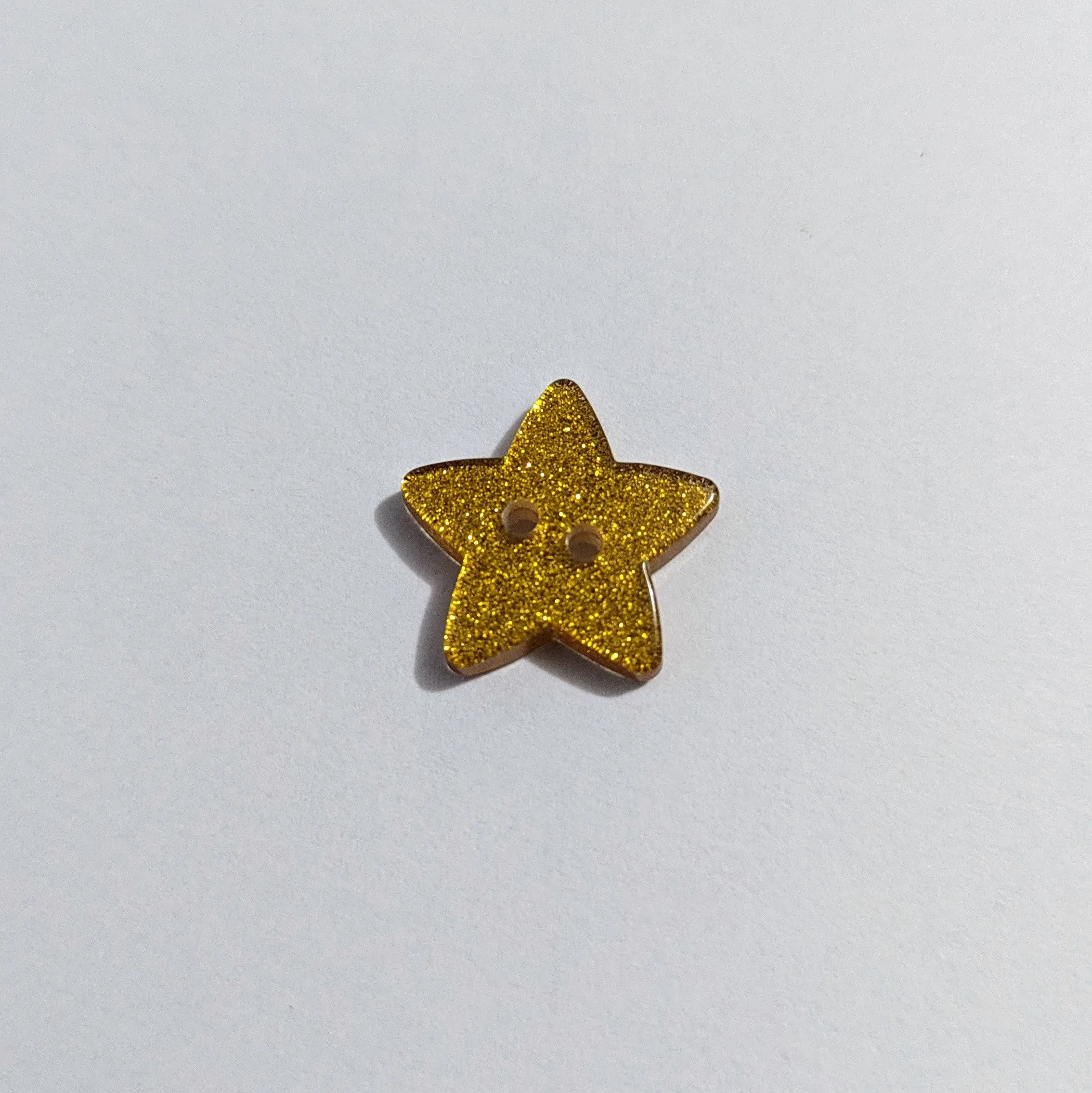 Gold Glittery Star Shaped Buttons - 18mm Novelty Christmas (5 Pcs)