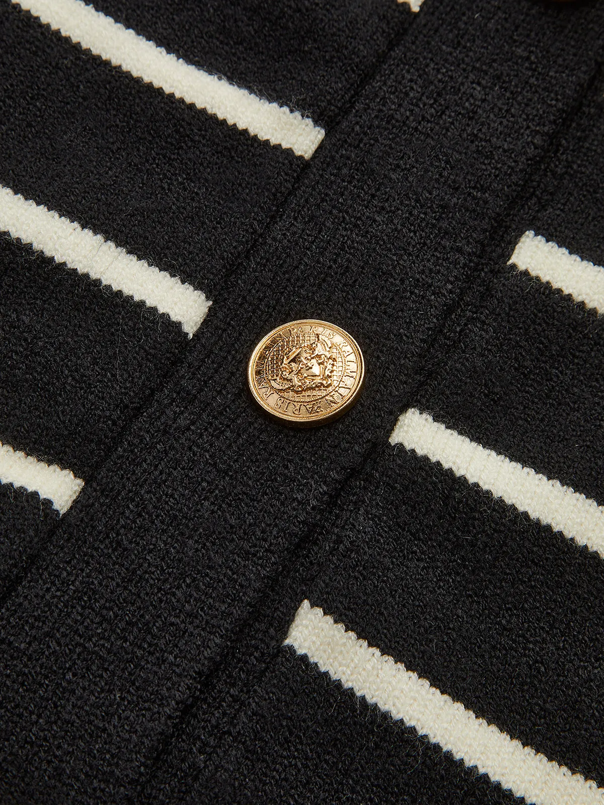 Golden Button Striped Cozy Cardigan