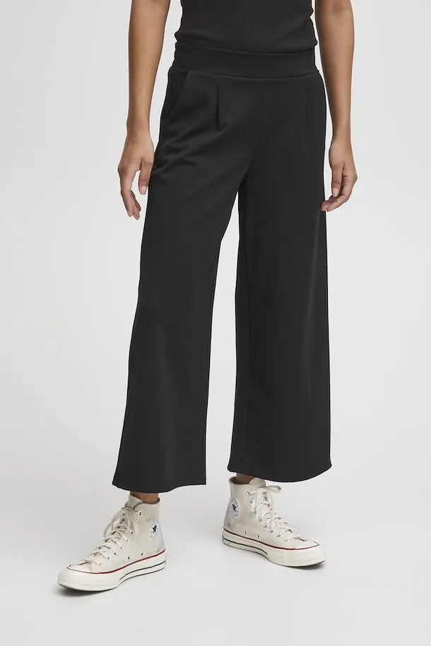 ICHI Kate SUS Ankle Length Black Trousers