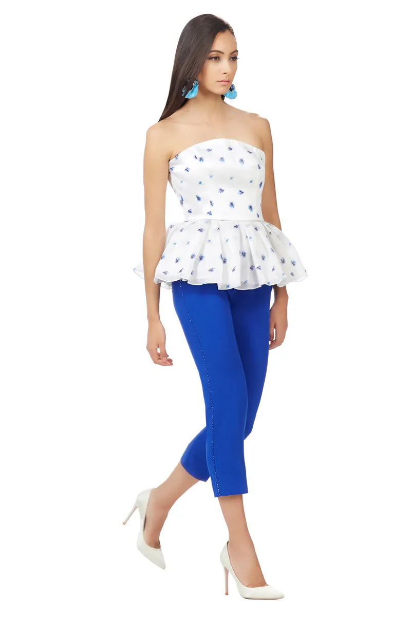 IY Beaded Cropped Trousers in Blue