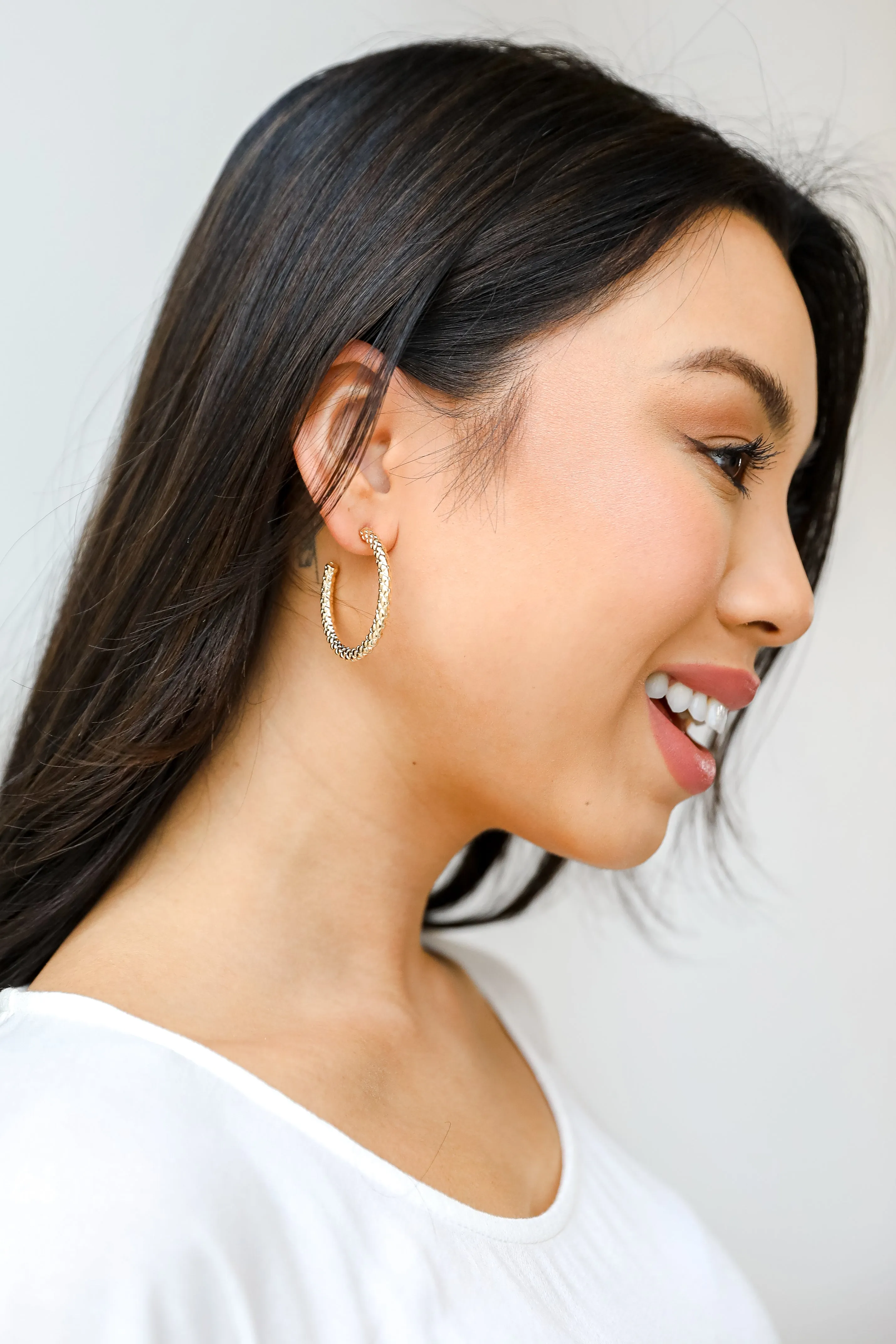 Katy Gold Textured Hoop Earrings