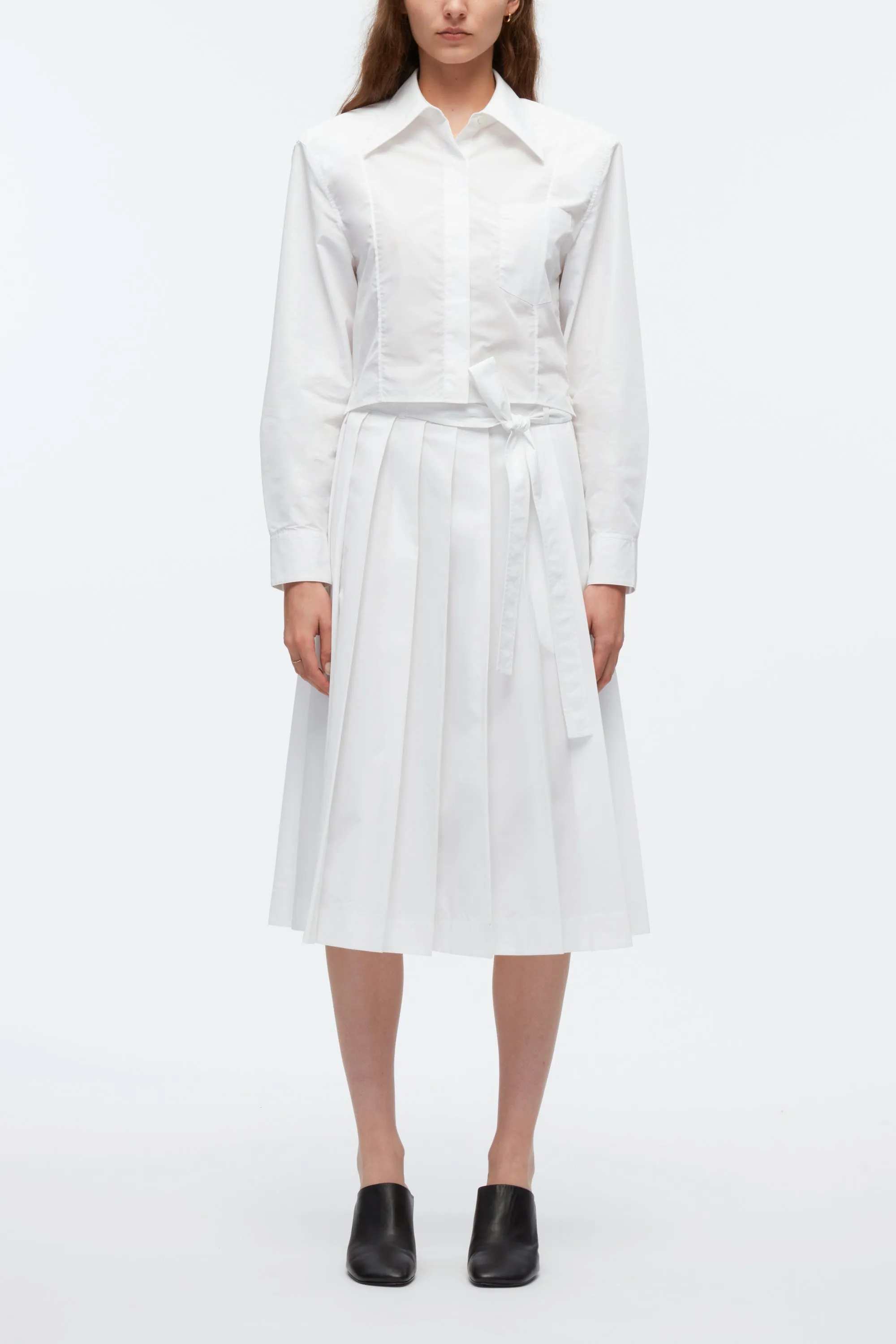 Knife Pleat Belted Skirt