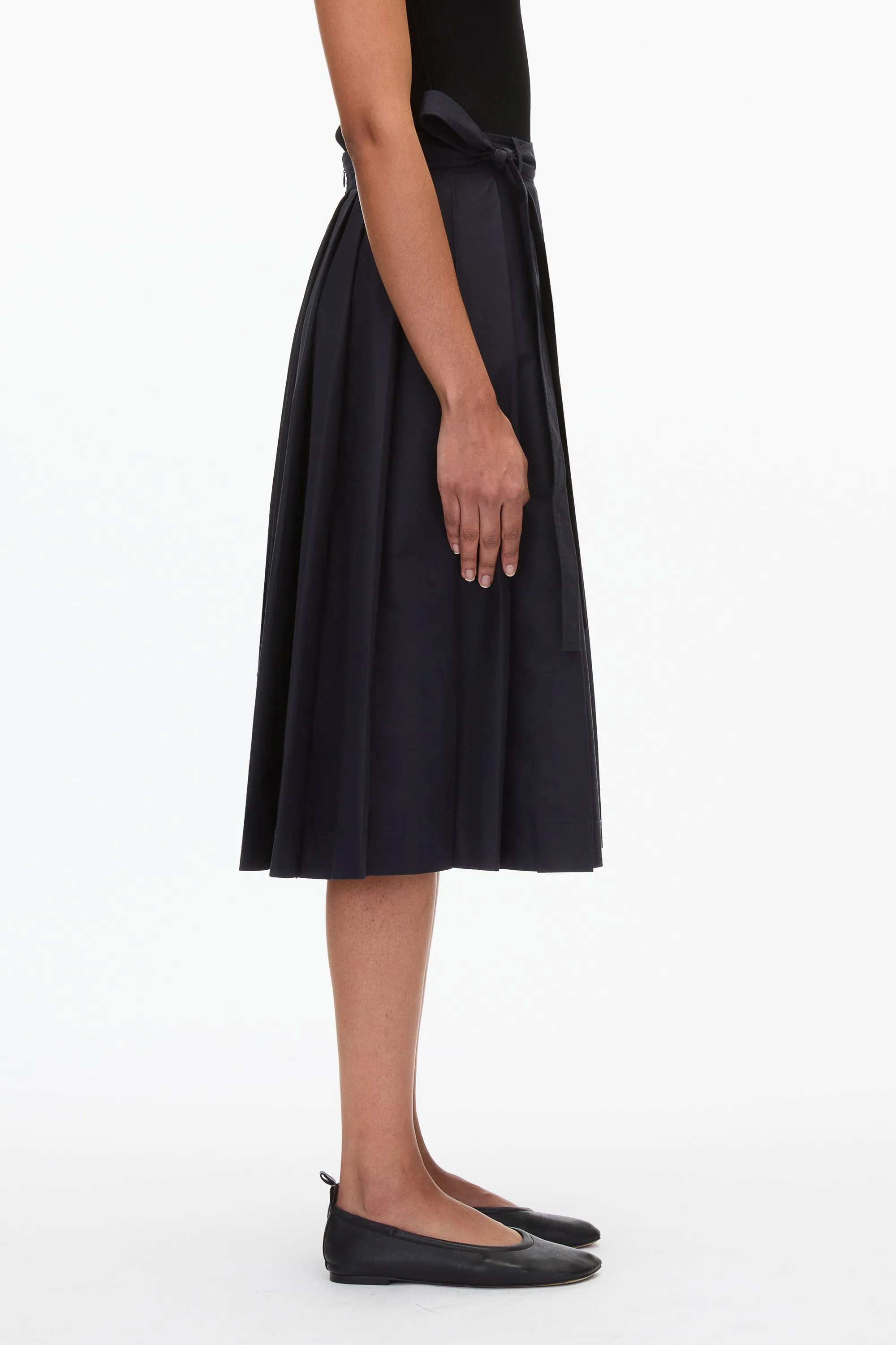 Knife Pleat Belted Skirt