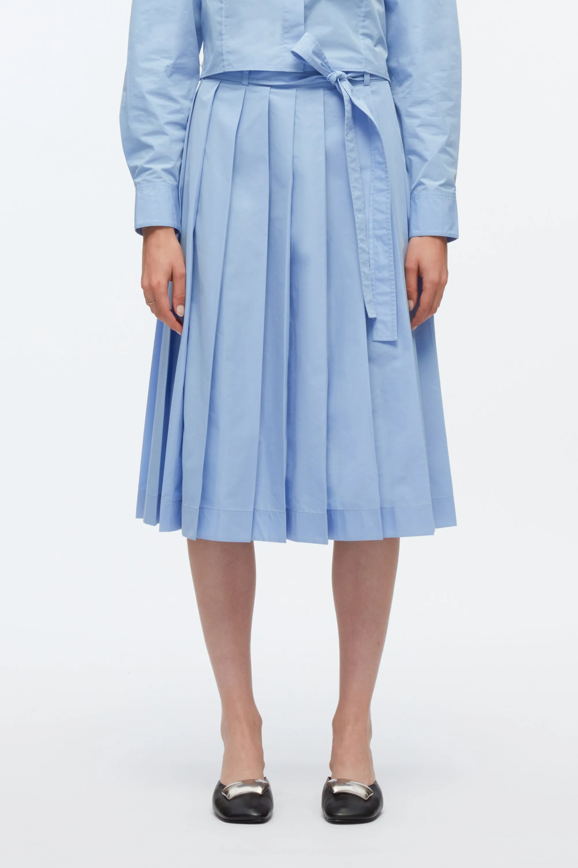 Knife Pleat Belted Skirt