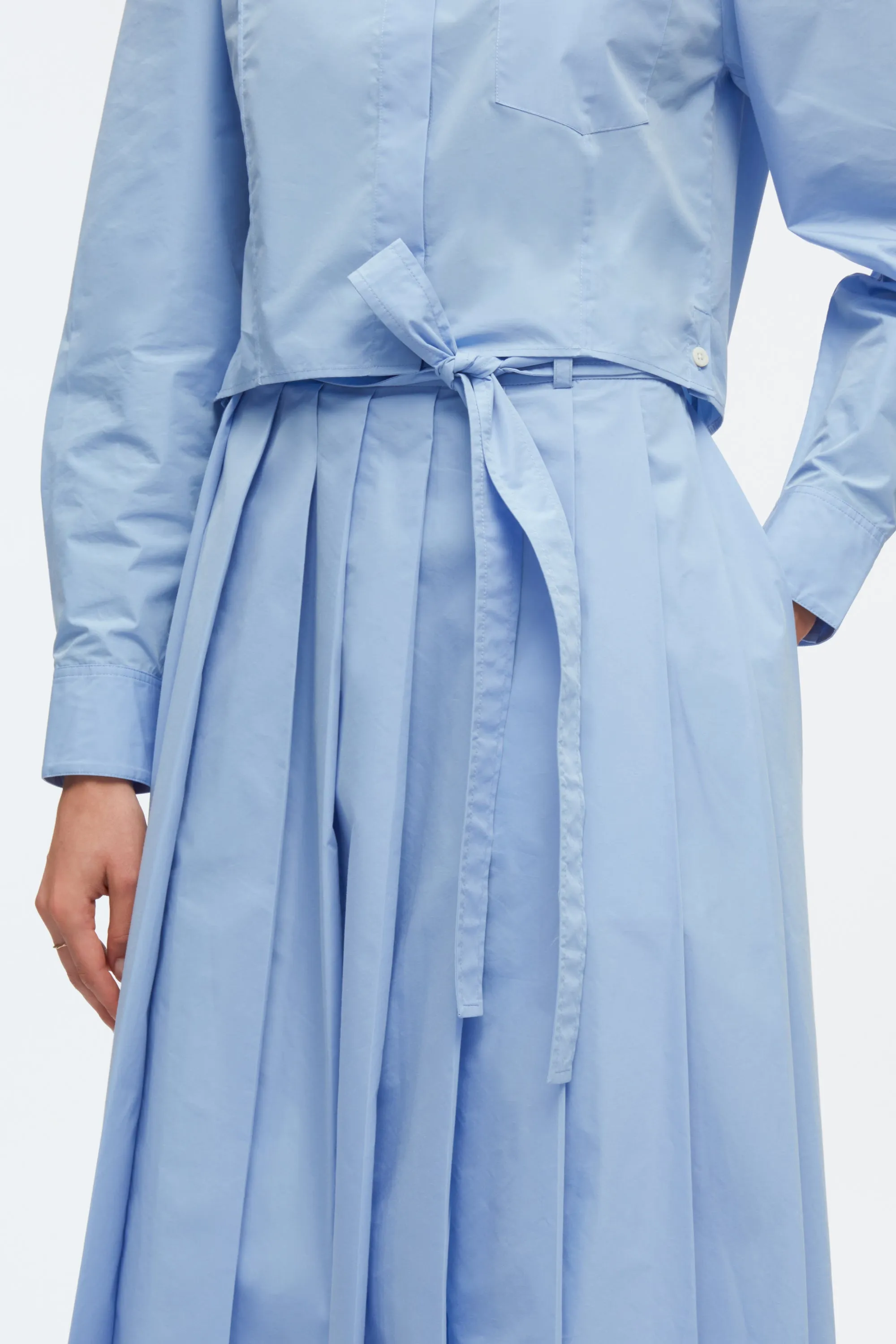 Knife Pleat Belted Skirt