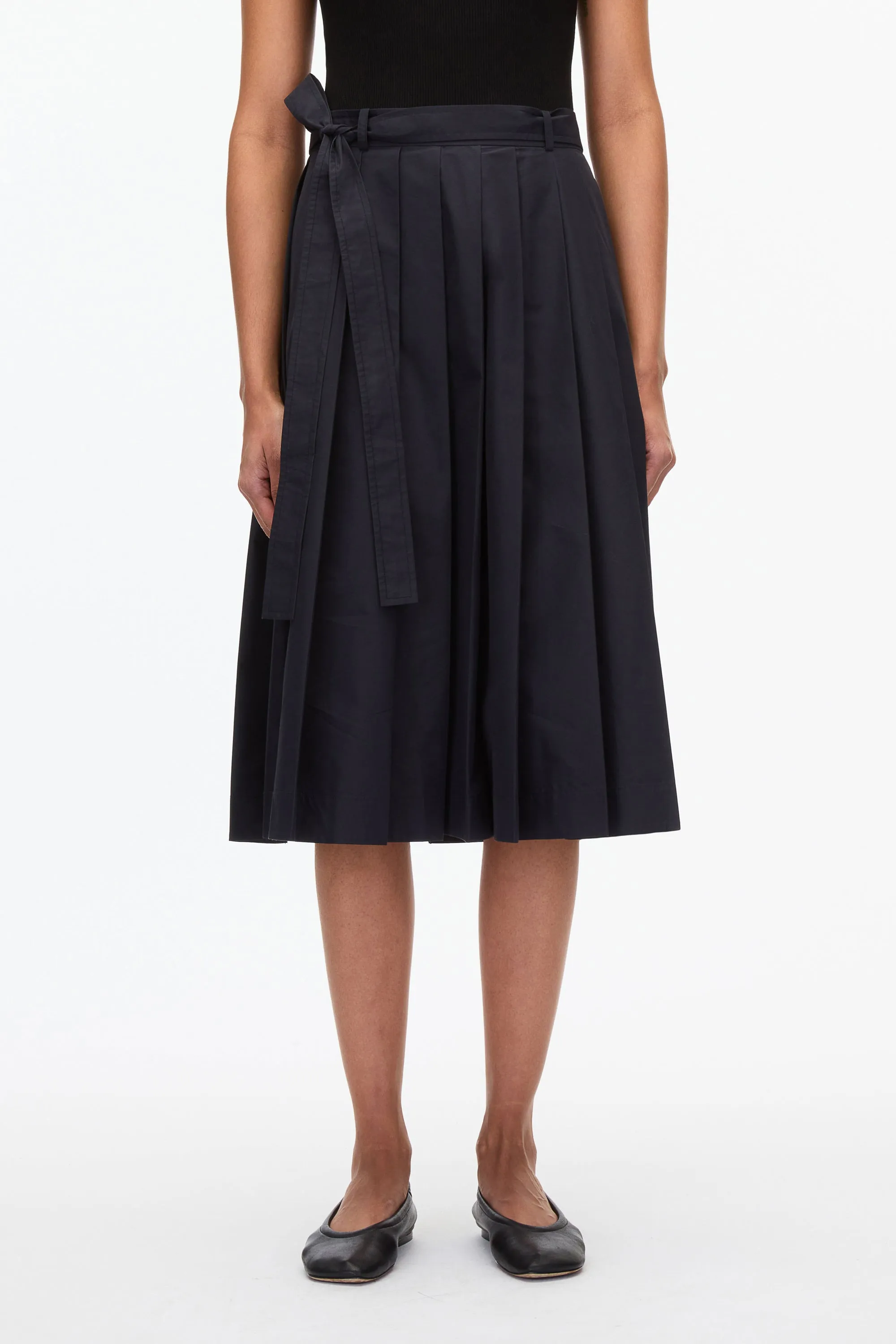 Knife Pleat Belted Skirt