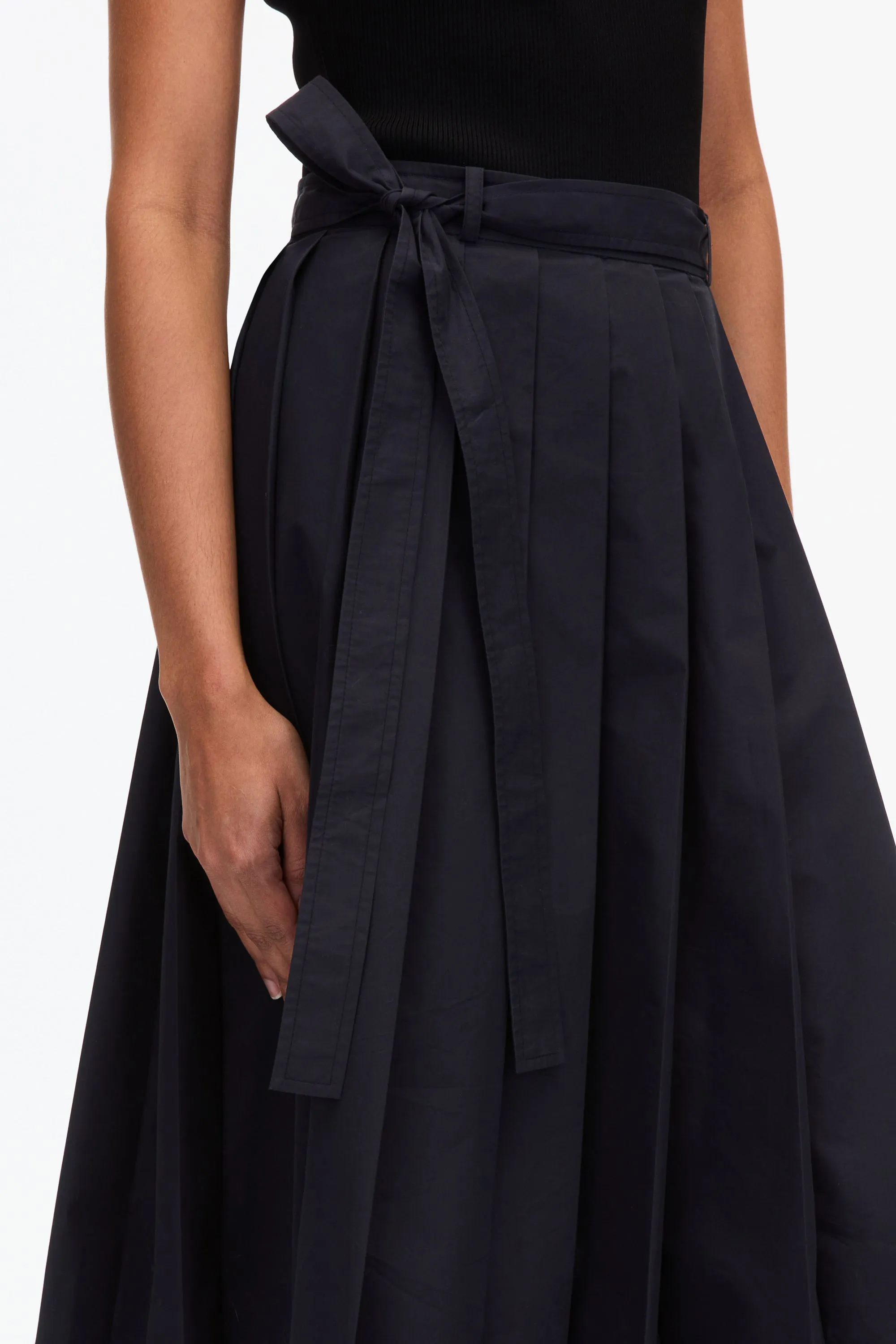 Knife Pleat Belted Skirt