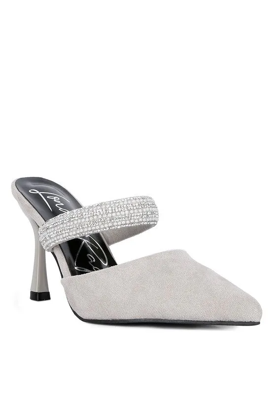 London Rag Fauci Diamante Strap Heeled Mules